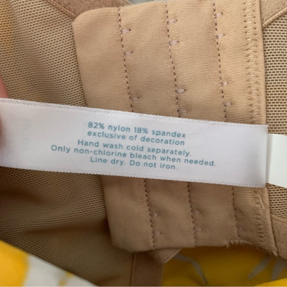 Swim By Cacique Bikini Top Yellow White Gray Floral Bra Fit Size 40DD Knot Tie - Picture 5 of 8